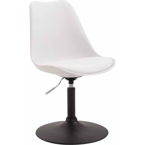 Silla de comedor x1 giratoria regulable en altura en plástico blanco y pie trompeta de metal negro 100003766 (1/3)
