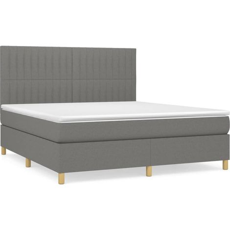 Maison Exclusive - Giroletto a Molle con Materasso Grigio Scuro 160x200 cm Tessuto