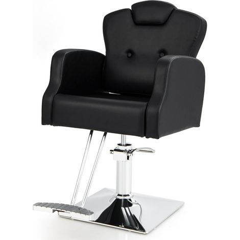 Goplus – Fauteuil de coiffure hydraulique noir – Siège réglable 54,5-69,5cm – Appui-tête amovible – Charge 150kg – Design moderne et durable (1/5)