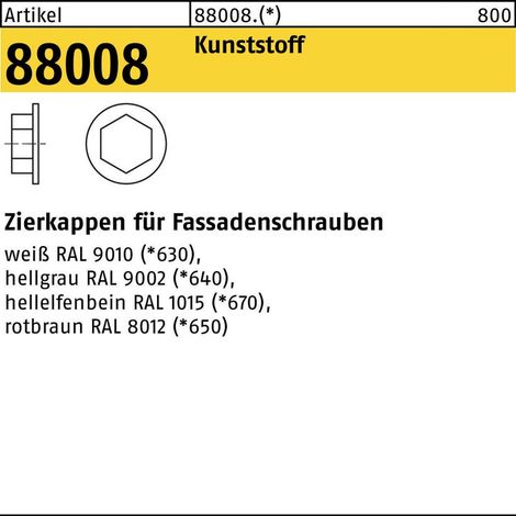 Zierkappe R 88008 F. SW 3/8 Ku. weiß 200 Stück (1/2)