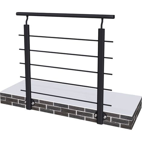 Ringhiera Balaustra in Alluminio Nero Opaco 100x100cm per interni ed esterni a Fissaggio a Parete (1/5)