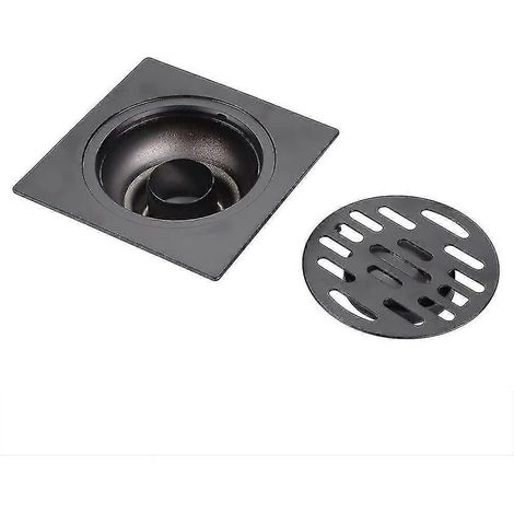 Scarico doccia quadrato in acciaio inox con coperchio removibile e motivo rotante circolare, raccogli capelli di grande diametro per bagno (scarico a pavimento standard) (1/5)
