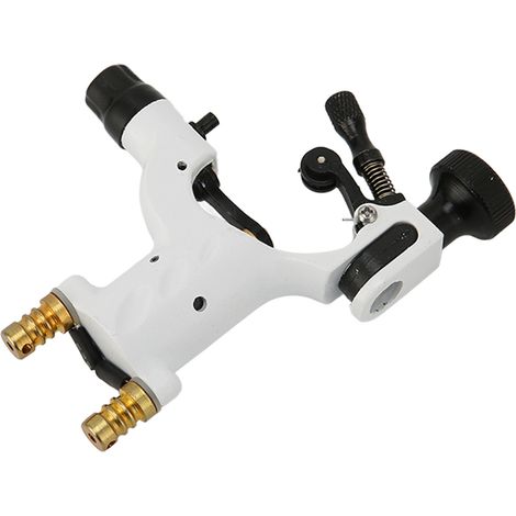 Machine à tatouer professionnelle portable en alliage d'aluminium pour tatoueurs, avec moteur de traçage et d'ombrage, blanche. (1/5)