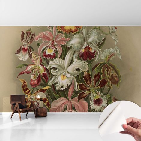 Carta da parati autoadesiva - Fotomurale adesivo - soggiorno moderno - resistente - Eleganza floreale 416x254 cm (1/5)