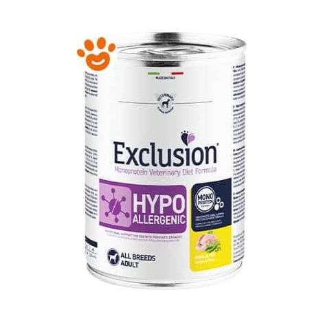 Exclusion Dog Diet Hypoallergenic Quaglia e Piselli - Lattina 200 Gr - Cibo Umido Cani