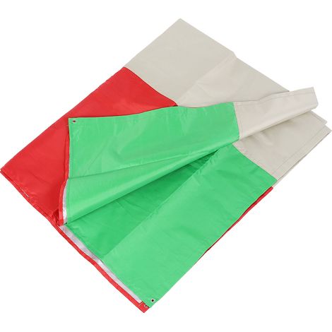 Auvent de jardin extérieur en tissu Oxford 210D avec parasol, 132 x 226 cm, coloris vert, beige et rouge. (1/5)