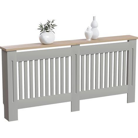 Arlington Radiator Cover MDF Modern Cabinet Slatted Grill, Grey, Extra-Large