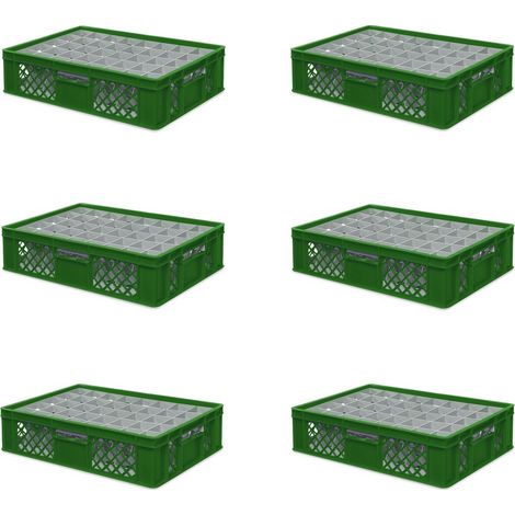 BRB 6x boîte en verre 600x400 mm 40 verres jusqu’à 122 mm de hauteur/diamètre 67 mm, vert