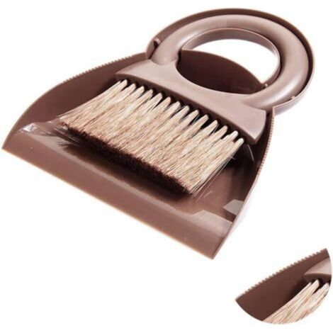 Ensemble Pelle et Brosse Outil de Nettoyage Multifonctionnel Mini Balayeuse Avec Poignée Ronde Pelle à Poussière Pelle à Poussière Poussière Pour Cuisine Domestique (marron)