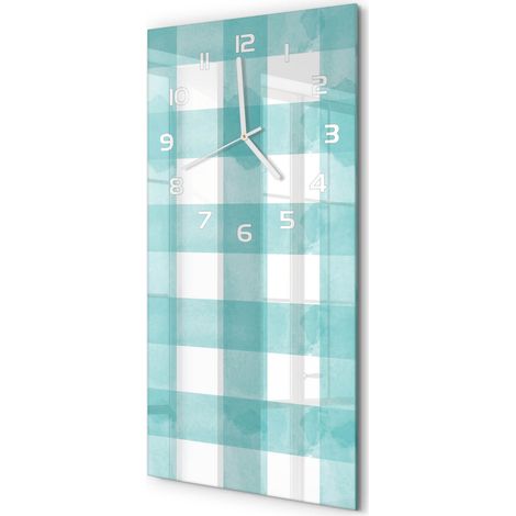 Horloge Murale Rectangulaire Verticale Cadeau Anniversaire Décorative Grille bleue 30x60 cm (1/5)