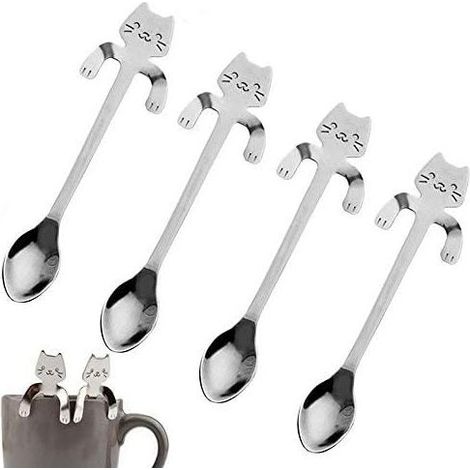 Cuillère à café en acier inoxydable Mini Chat Chat à suspendre (1/5)