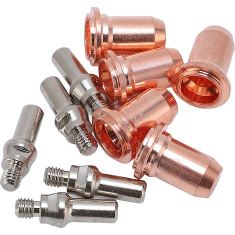 Lot de 10 consommables torche plasma: 5 électrodes et 5 buses compatibles CUT-55DS Pro CUT-65DS, laiton alliage zinc (1/5)