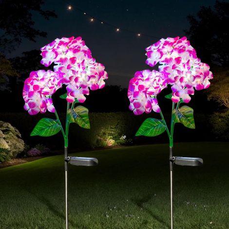 Lot de 2 Hortensias Solaires LED IP65 Étanches – Décoration Florale pour Jardin Balcon (1/5)
