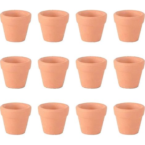 Petits pots en terre cuite miniatures - Lot de 24 pots en céramique de 3 x 3 cm pour cactus, plantes succulentes, pépinière, loisirs créatifs : (1/4)