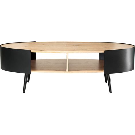 Tavolino ovale con fianchi in metallo nero L120 cm - EKLO