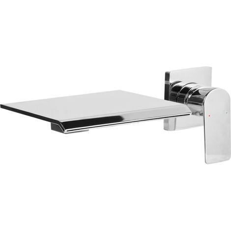 Grifo empotrado monomando de lavabo de latón con efecto cascada plateado Aponwao
