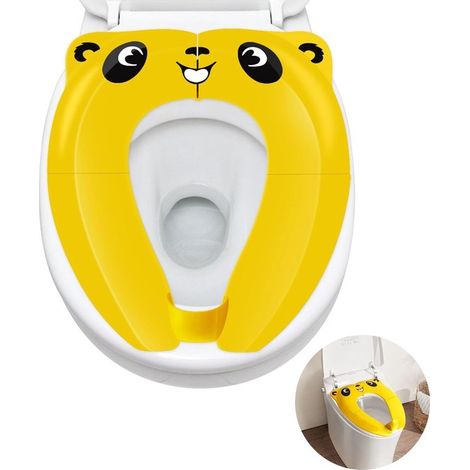 Sedile per WC a forma di panda per bambini, pieghevole e riutilizzabile, riduttore per WC per l'addestramento all'uso del vasino, giallo (1/5)