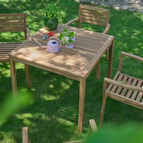 Table de jardin en acacia massif 90 cm (1/5)