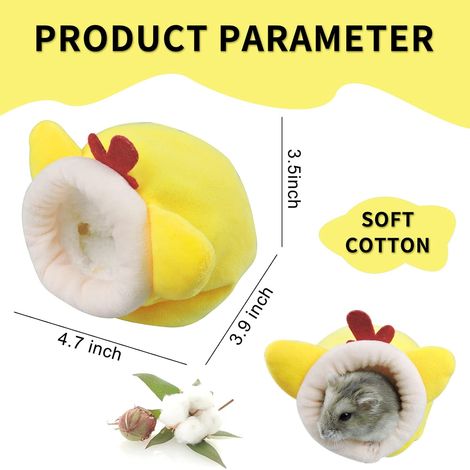 Mini maison douce et chaude pour hamster - Nid de couchage antidérapant mignon (jaune) Convient aux hamsters nains, aux mini hérissons et aux petits animaux de compagnie (1/5)
