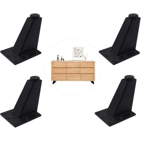 Pieds Réglables Meubles Jambes Cuisine Jambes Worktop Bar TV Bureau Table Jambes, Pieds Meubles Alliage d'Aluminium, pour Canapé Table Armoires éTagèRes, Facile à Installer Noir 4 Pièces
