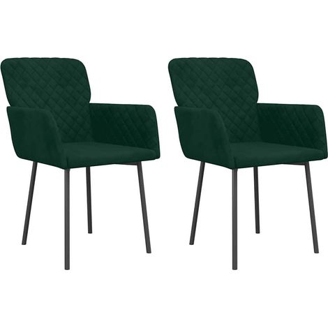 vidaXL Sillas de comedor 2 unidades terciopelo verde oscuro (1/2)