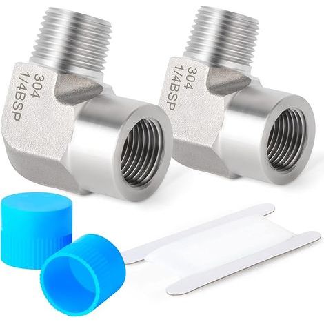 2 pièces 1/4 "femelle BSP x 1/4" mâle BSP filetage forgé en acier inoxydable 90 degrés coude connecteur SUS 304 raccords de tuyauterie (1/5)