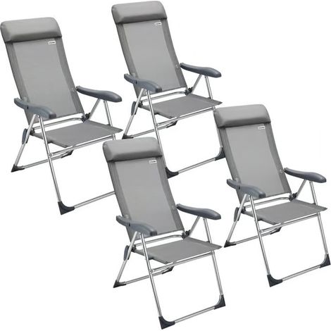 Set di 4 sedie da giardino pieghevoli in alluminio con cuscini