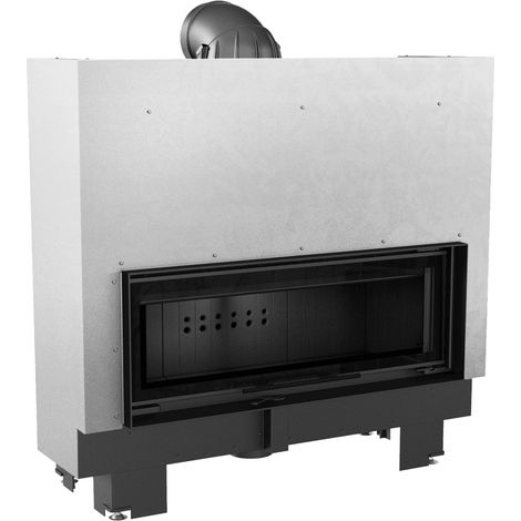 Kamineinsatz aus Stahl KRATKI MB100 14 kW Ø 200 mit Schiebetür schwarz Verkleidung (1/5)