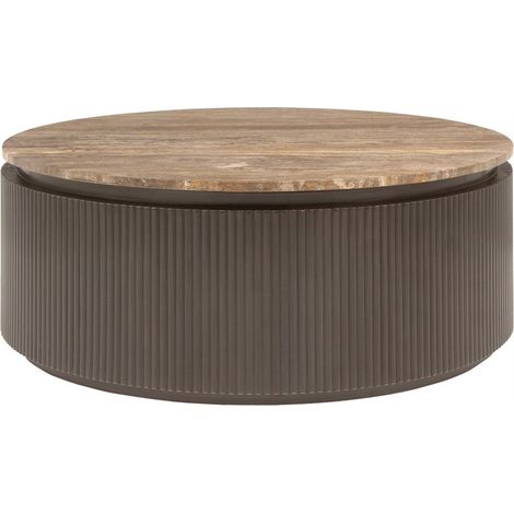 Table basse ronde en travertin brun cendré - brun cendré (1/5)