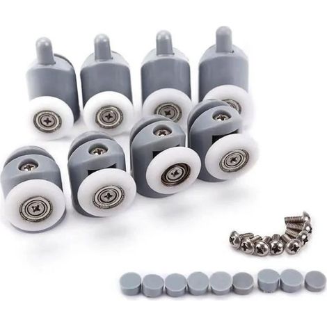 16 pcs Galet ajustables Dual Rouleau Roulette Roue Porte Douche Salle de Bain 23mm(2x8pcs) (1/3)