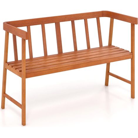 COSTWAY Banco Jardín Exteior de Madera de Acacia, 2 Plazas, Banco Madera con Respaldo y Reposabrazos, 100 x 46 x 72 cm, hasta 360kg, Natural (1/5)