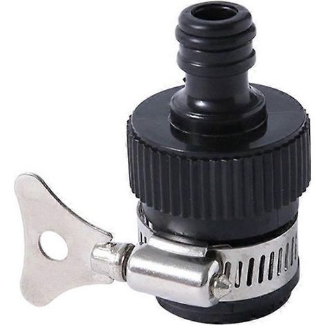 Raccord universel en caoutchouc pour robinet avec poignée à pince métallique et adaptateur pour tuyau d'arrivée d'eau. (1/4)