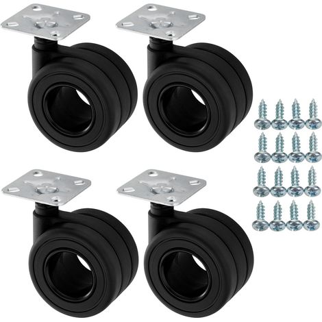 SOTECH 4 Stück Möbelrollen KÖLN Ø 65 mm schwarz Lenkrolle inkl. Schraubenset Belastbarkeit bis 240 kg (60 kg pro Transportrolle) (1/5)