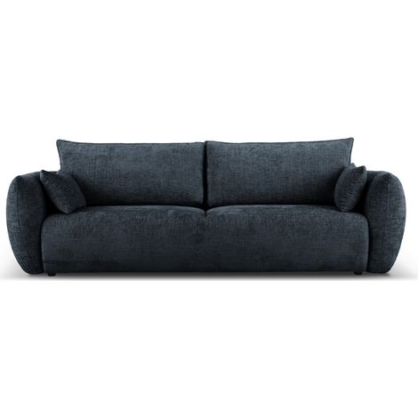 Canapé convertible + box 3 places en chenille bleu roi (1/5)