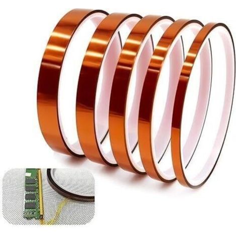 Ruban Adhésif en Polyimide de 5 Pièces, Bande Kapton Résistante à la Chaleur pour Imprimante 3D, Masquage, Soudure, Isolation de Carte de Circuit Imprimé, Tailles Variées (3/6/8/10/12 (1/5)