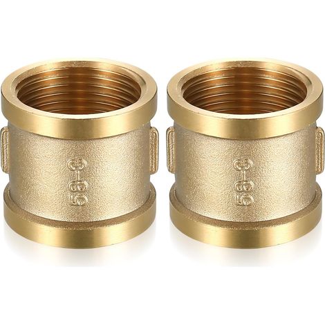 2 Pcs Manchon en Laiton 1 Pouce Filetage Femelle, Manchon Laiton Double Femelle 26/34, Connecteur Raccord 1" IG/IG, Raccord Fileté pour Chauffage Système Eau Potable (1/5)