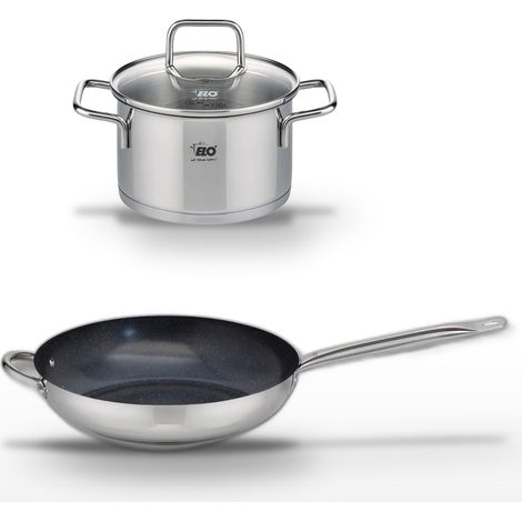 Lot Poêle céramique 32cm & Faitout inox 16cm Elo Profi Therm Platinum (1/5)
