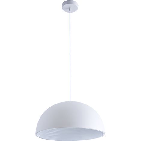 Paco Home Sospensione Plafone Sala Pranzo Lampada Cucina Sospesa Cavo Tessuto 1,5m Ø40,5cm  Ambra - 720lm / 8W,  Bianca