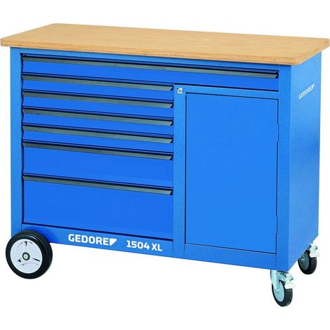 Banc de travail roulant 1504 XL Extérieur-B1250xT630xH985mm, 7 tiroirs 40/60kg, capacité 1000kg (1/5)