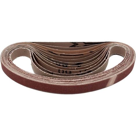 Lot de 12 bandes abrasives en tissu - 10 x 330 mm - 2 x grain 40/60/80/120/180/240 - Compatibles avec limes à ruban - Papier abrasif - Assortiment de bandes abrasives. (1/5)