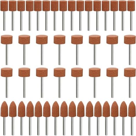 Lot de 48 embouts abrasifs en corindon pour Dremel, tige 1/8" meulage, polissage, ébavurage, une utilisation sur les pierres précieuses, le verre, métal et bois -