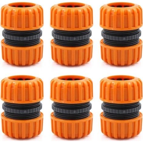 Lot de 6 raccords de tuyau d'arrosage - Kit de réparation pour tuyau d'arrosage - 19 mm (3/4") - Jaune (1/5)
