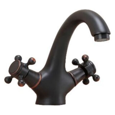 Robinet mitigeur à deux poignées pour lavabo de salle de bain Retro Mitigeur Lavabo Vintage en laiton antique Noir