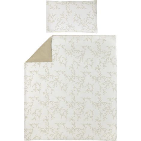 Linge de lit Branches, lit Junior matière Respirante, Housse de Couette 100% Coton, taie d'oreiller Incluse, Lavable en Machine et adaptée au sèche-Linge, Dimensions : 120 x 150 cm, Sand (1/5)