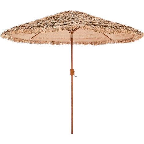 Mophorn Hawaiianischer Strohschirm, 2,75 m neigbarer Sonnenschirm mit PP-Stroh und 8 stabilen Metallstreben, ideal für Strand, Terrasse, Poolbereich, Garten und Hinterhof
