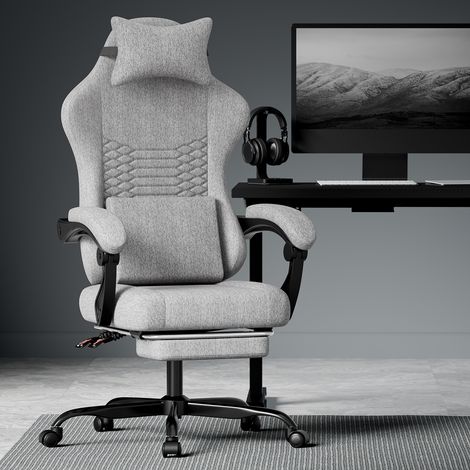 Sedia gaming ergonomica reclinabile in tessuto OKMYHOME (1/4)