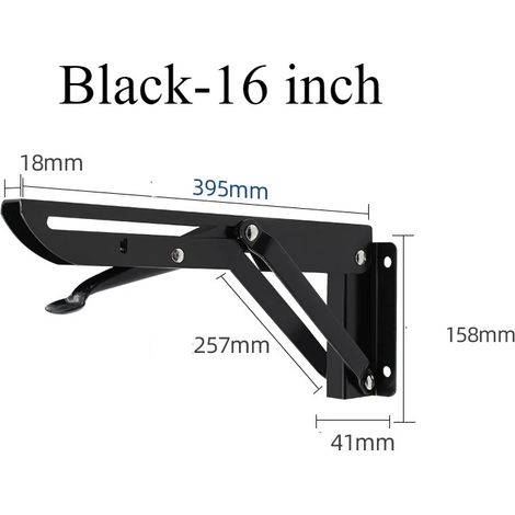 (2 pièces - 40 cm - Noir) 2 supports d'angle pliables pour étagère triangulaire, support robuste, banc mural réglable (1/5)