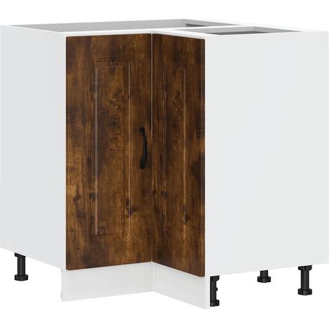 Amplio mueble esquinero de cocina con gran capacidad de almacenamiento 75,5 x 75,5 x 81,5 cm fabricado en madera de ingeniería acabado en roble ahumado 020049935 (1/5)