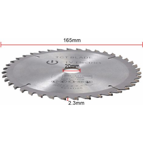 Lame de scie circulaire TCT 165 x 20 mm, lame de scie à bois 40 dents, pour Dewalt Makita Bosch