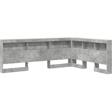 vidaXL Tête de lit de rangement Gris béton 140 cm Bois d'ingénierie